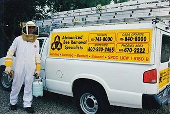 Sierra Vista bee removal service truck and employee